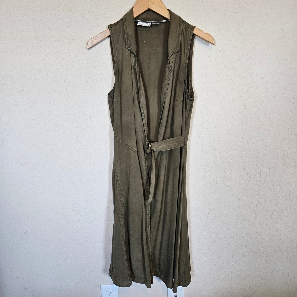 Anthropologie‎ Sleeveless Wrap Dress Green Women's Size 8 Safari Casual Summer